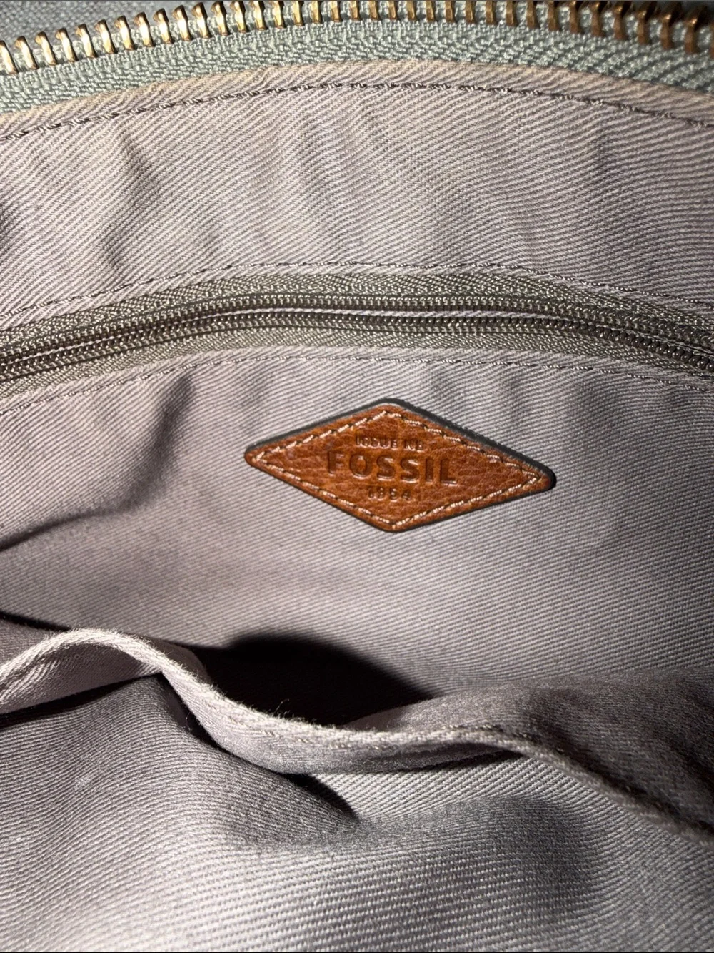 Fossil Two-Tone Fiona Leather Crossbody Bag in Brown and Light Gray